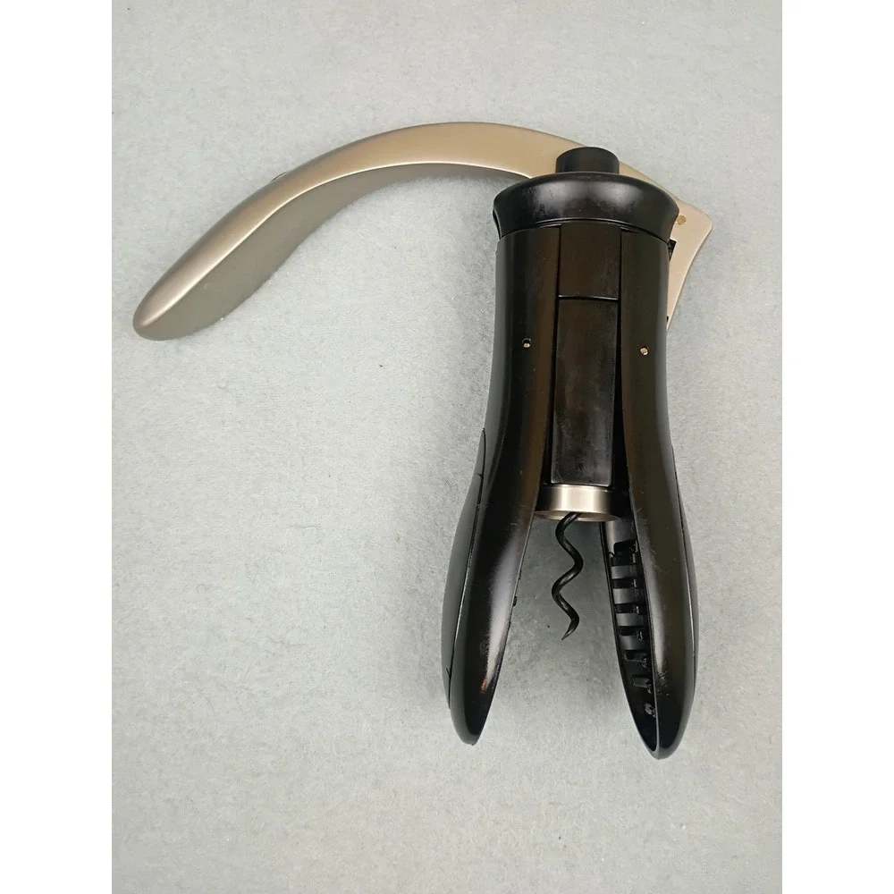 Turning Leaf Lever Style Wine Bottle Opener Corkscrew Black and Gold